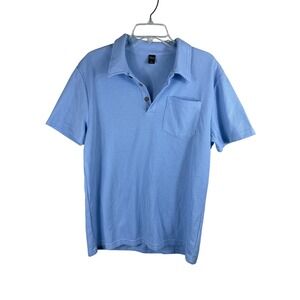 Dazy Blue Collared Waffle Knit Polo Shirt Casual Short‎ Sleeve Top Men Size XL